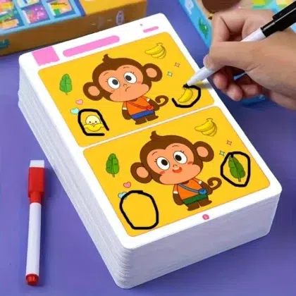 Spot differences puzzle with monkey and items