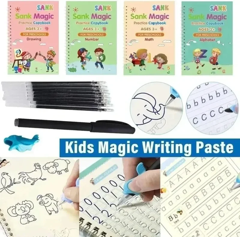 Sank Magic Copybook for preschoolers with writing pen.