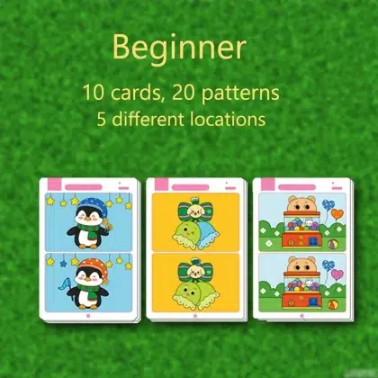 Beginner cards with penguin, ice cream, bear images.